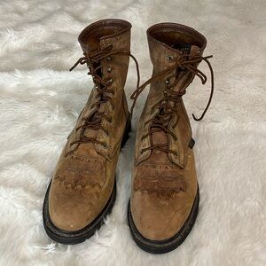 Ariat, Mens A2-Competitor Brown Leather Lace Up Western Riding Boots Men Size 9